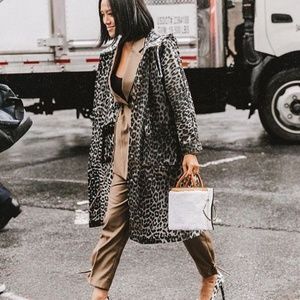 ganni leopard print raincoat